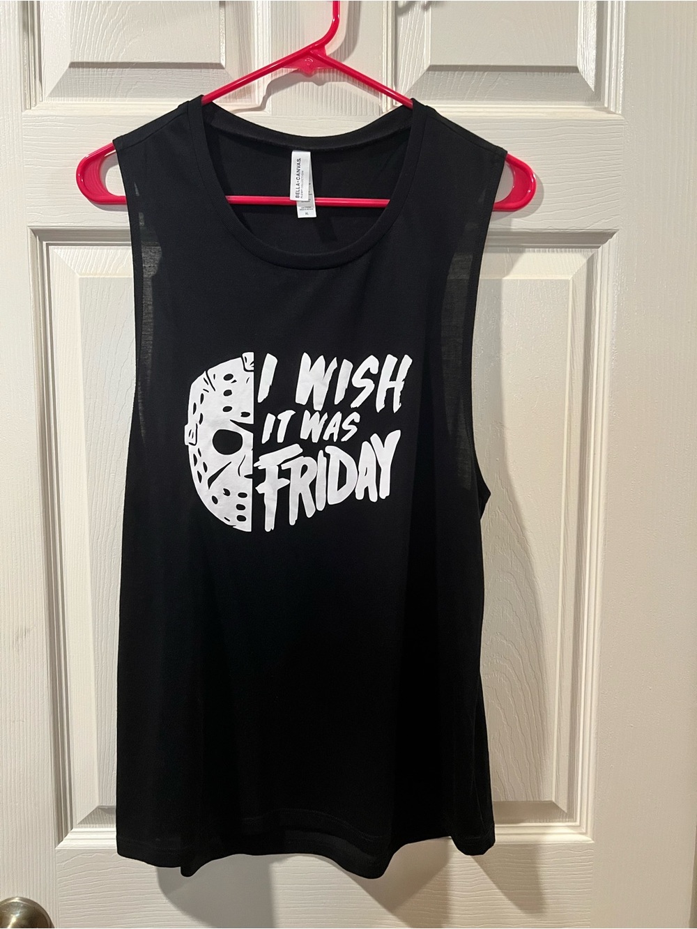 Bella Canvas Black Muscle Tee with White "I Wish It Was Friday" Graphic